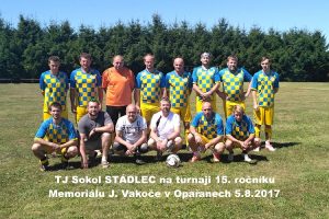 TJ Sokol STÁDLEC na turnaji 15. ročníku Memoriálu J. Vakoče 5.8.2017 (skončili jako třetí)